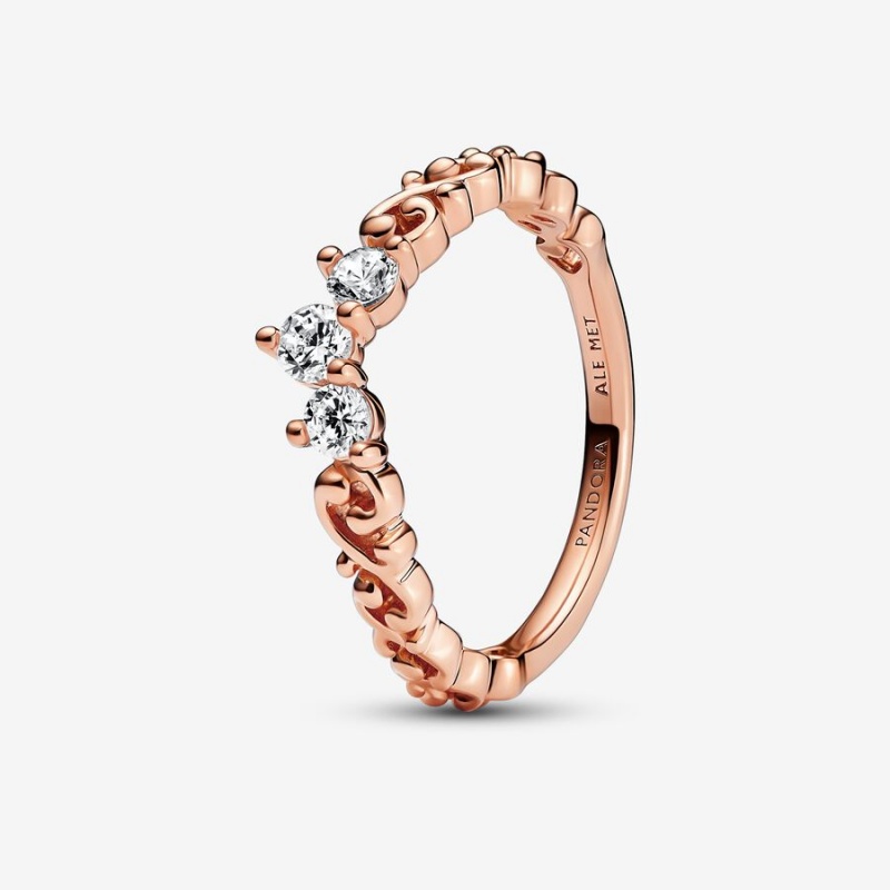 Pandora Regal Swirl Tiara Ring Rose Gold Plated | 198LPFMNW