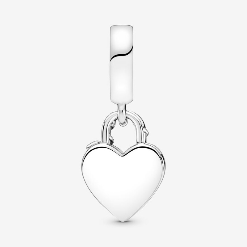 Pandora Rose Heart Padlock Dangle Charm Sterling Silver | 524DTZJNB