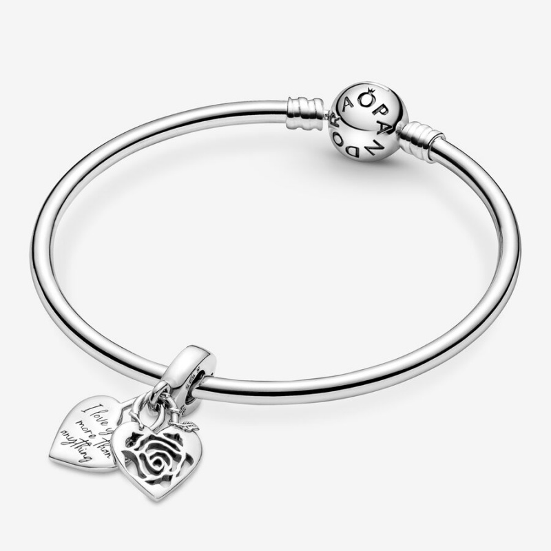 Pandora Rose Heart Padlock Dangle Charm Sterling Silver | 524DTZJNB