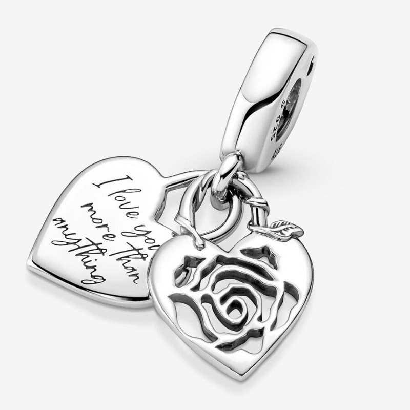 Pandora Rose Heart Padlock Dangle Charm Sterling Silver | 524DTZJNB