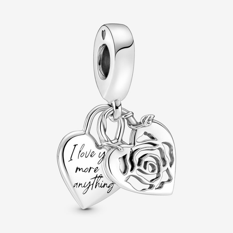 Pandora Rose Heart Padlock Dangle Charm Sterling Silver | 524DTZJNB