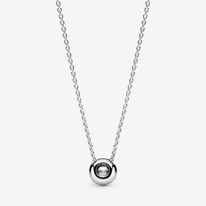 Pandora Round Sparkle Halo Necklace Sterling Silver | 386GRMCXN