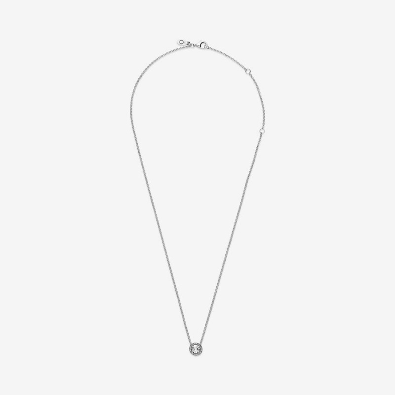 Pandora Round Sparkle Halo Necklace Sterling Silver | 386GRMCXN