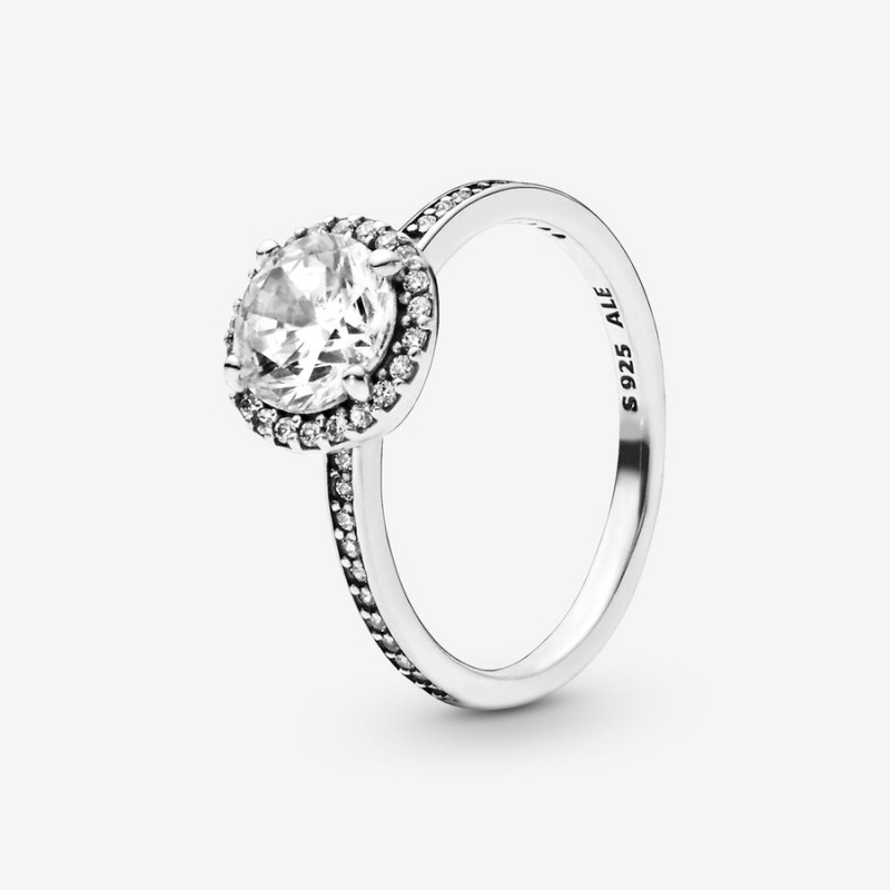 Pandora Round Sparkle Halo Ring Sterling Silver | 076IDOSEU