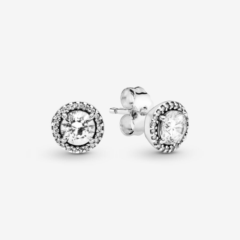 Pandora Round Sparkle Stud Earrings Sterling Silver | 759CKPSRX