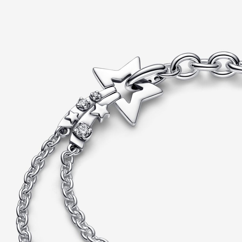 Pandora Shooting Star Double Chain Bracelet Sterling Silver | 386PJIOTM