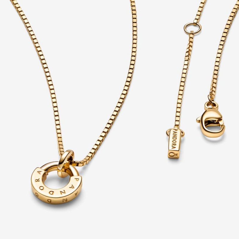 Pandora Signature I-D Collier Pendant & Necklace Gold | 695JWSUPN