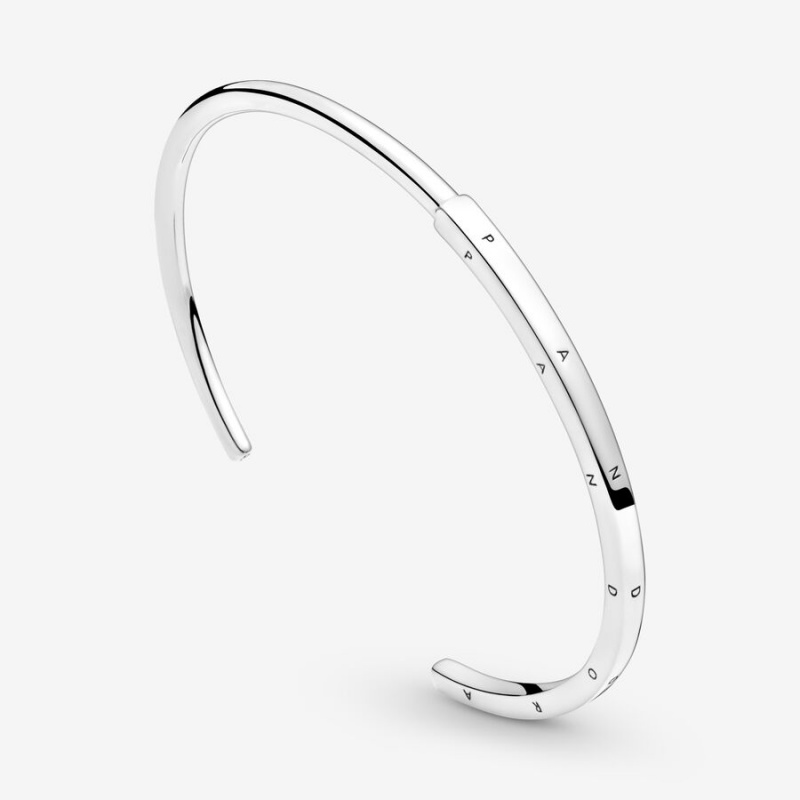 Pandora Signature I-D Open Bangle Sterling Silver | 318QOEJBC