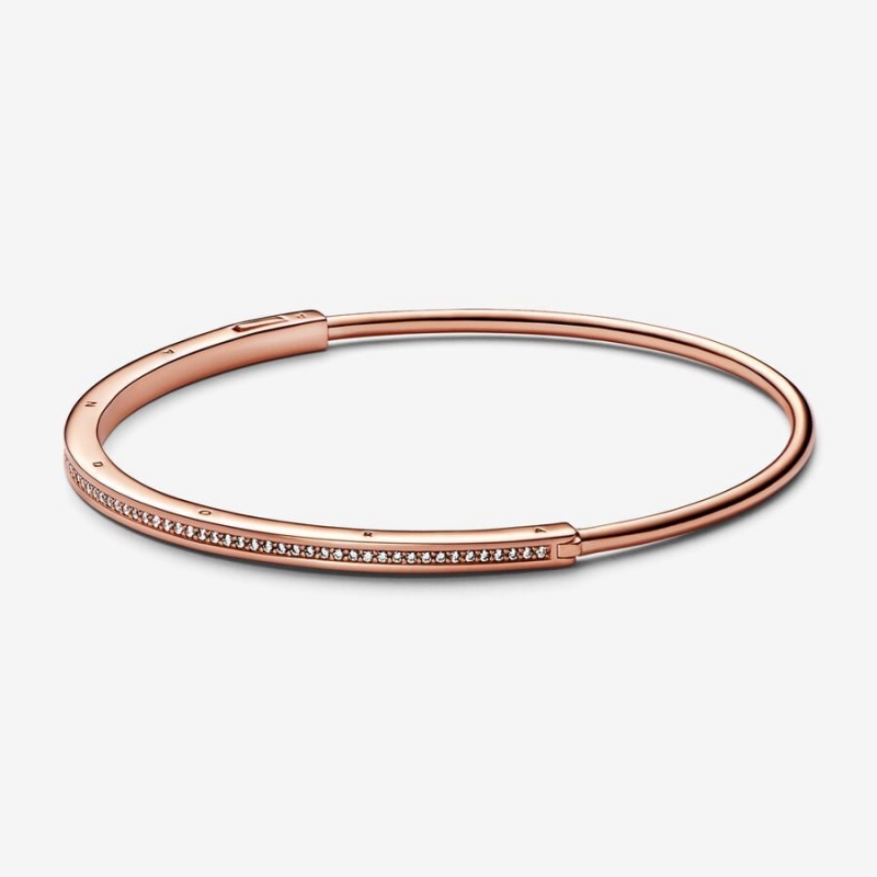 Pandora Signature I-D Pavé Bangle Rose Gold Plated | 425KLIAUH