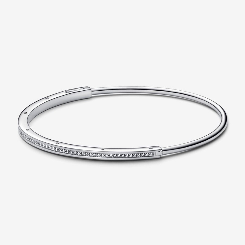 Pandora Signature I-D Pavé Bangle Sterling Silver | 930PTHFOE