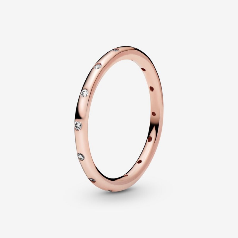 Pandora Simple Sparkling Band Ring Rose Gold Plated | 938SKAYBW