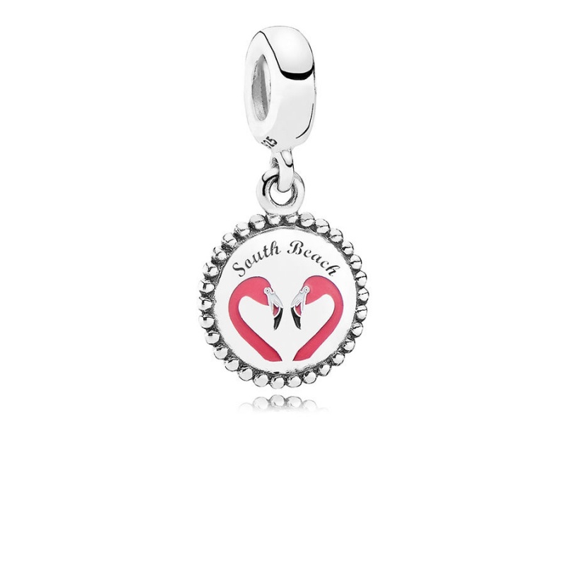 Pandora South Beach Flamingo Dangle Charm Sterling Silver | 640VPMDTK