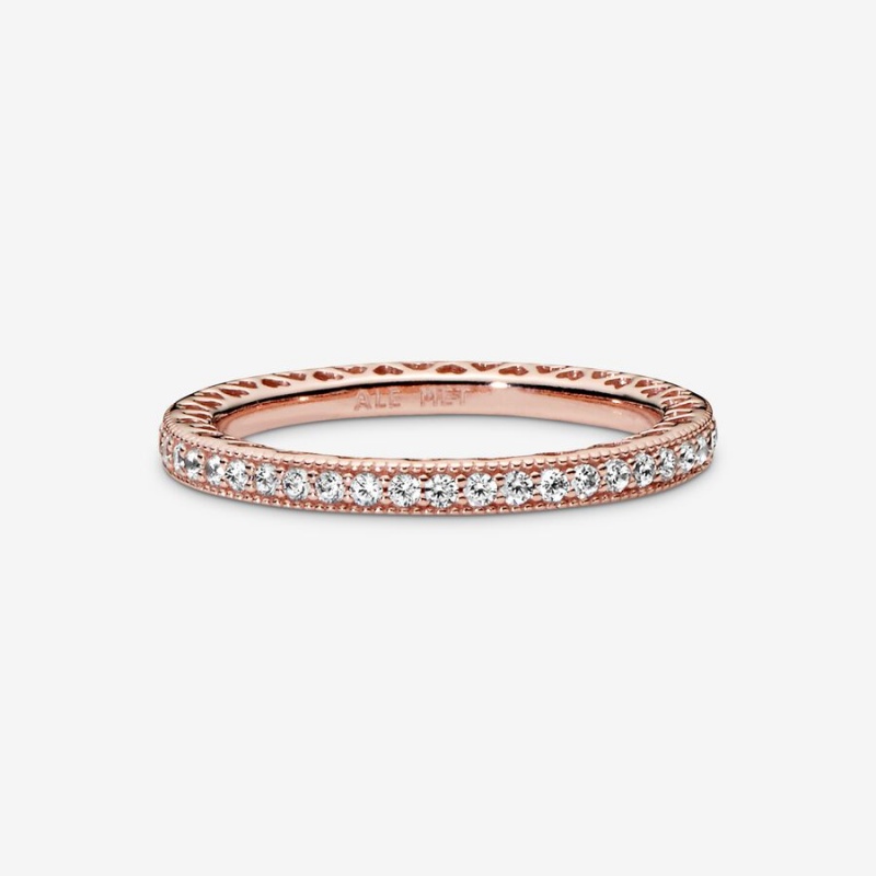 Pandora Sparkle & Hearts Ring Rose Gold Plated | 413OKIZMQ