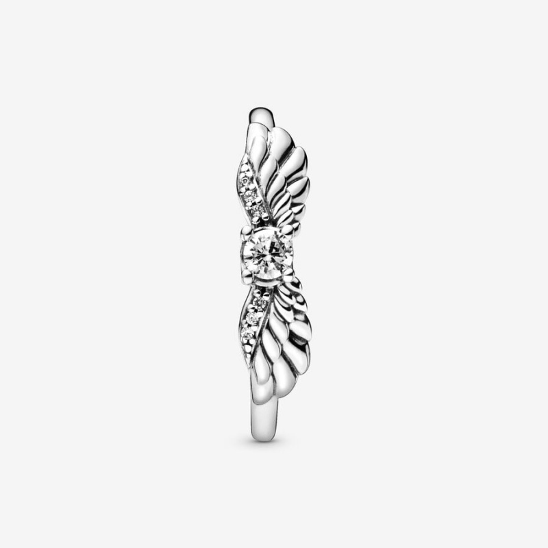 Pandora Sparkling Angel Wings Ring Sterling Silver | 386YAWOXH