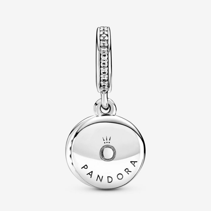 Pandora Sparkling Blue Disc Double Dangle Charm Sterling Silver | 783AOMUIB