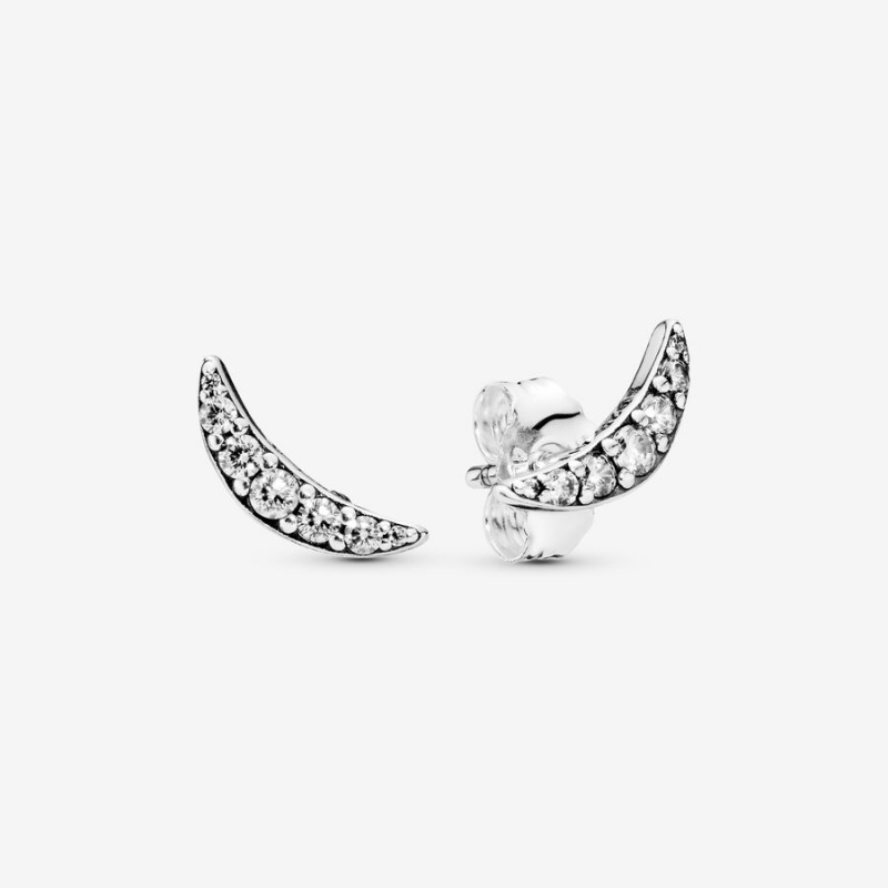 Pandora Sparkling Crescent Moon Earrings Sterling Silver | 095VPTFSU