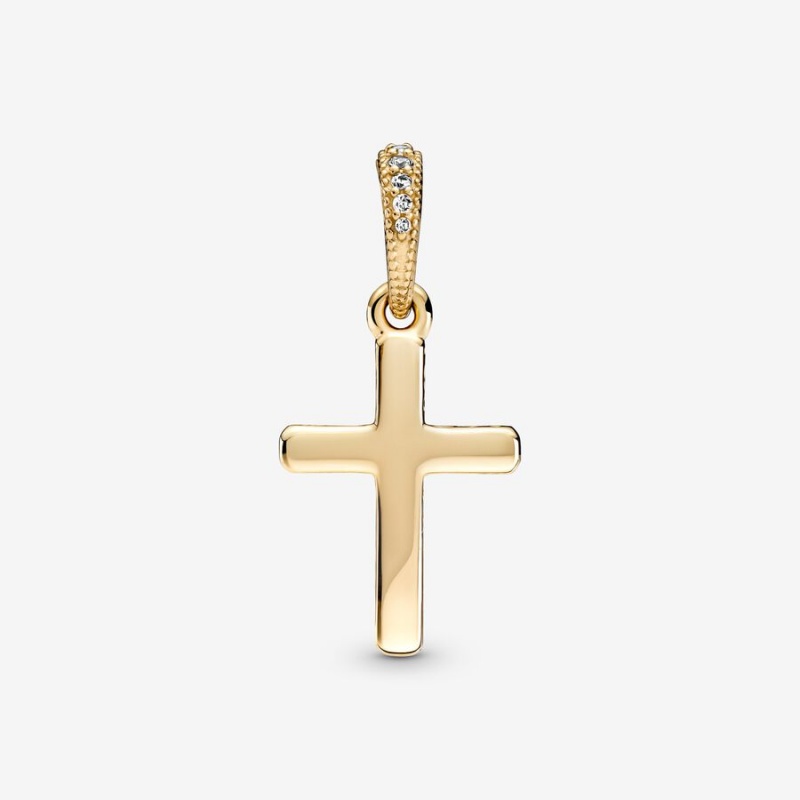 Pandora Sparkling Cross Pendant Gold | 835TBSMPQ