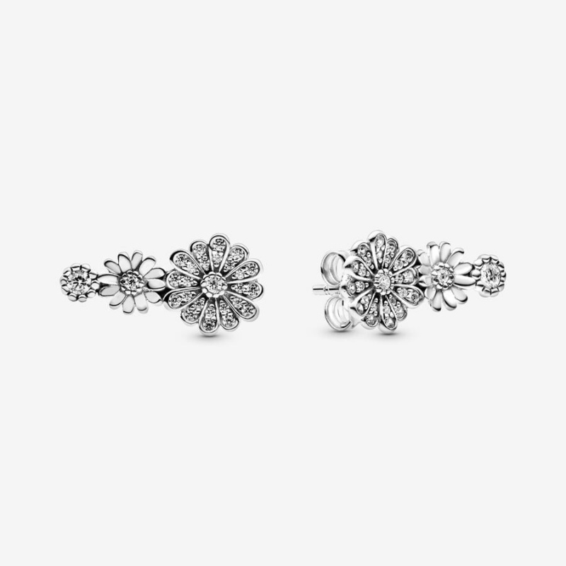 Pandora Sparkling Daisy Flower Trio Stud Earrings Sterling Silver | 549ZRIOBP