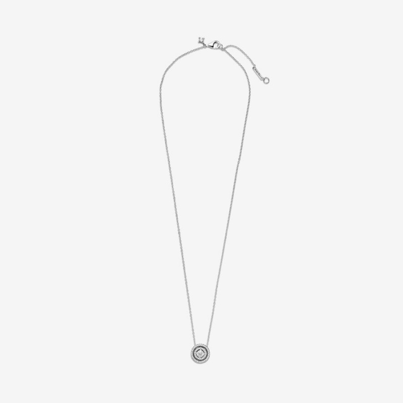 Pandora Sparkling Double Halo Collier Necklace Sterling Silver | 371VIXZCO