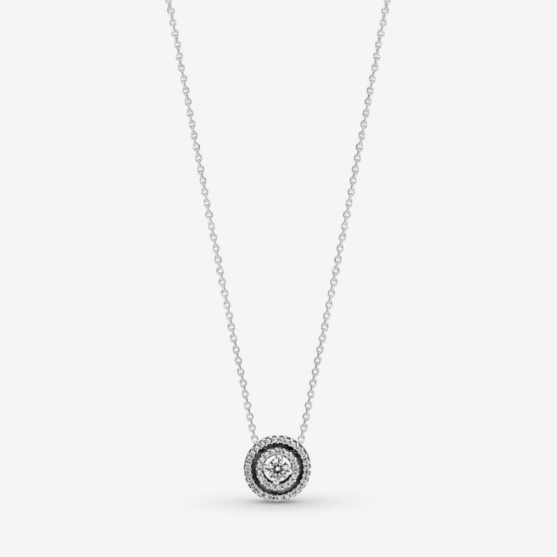 Pandora Sparkling Double Halo Collier Necklace Sterling Silver | 371VIXZCO