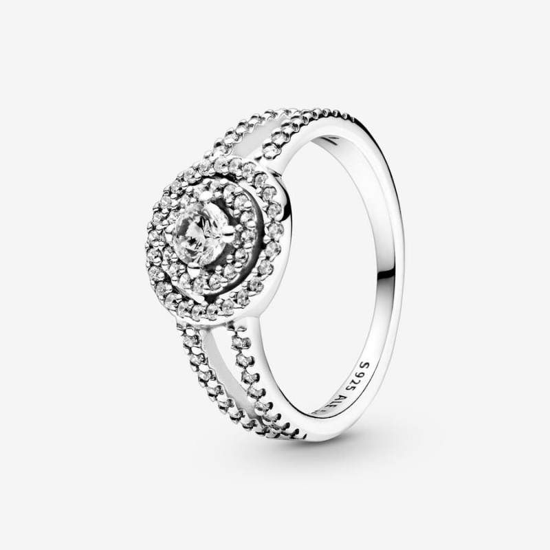 Pandora Sparkling Double Halo Ring Sterling Silver | 735GEIYQL