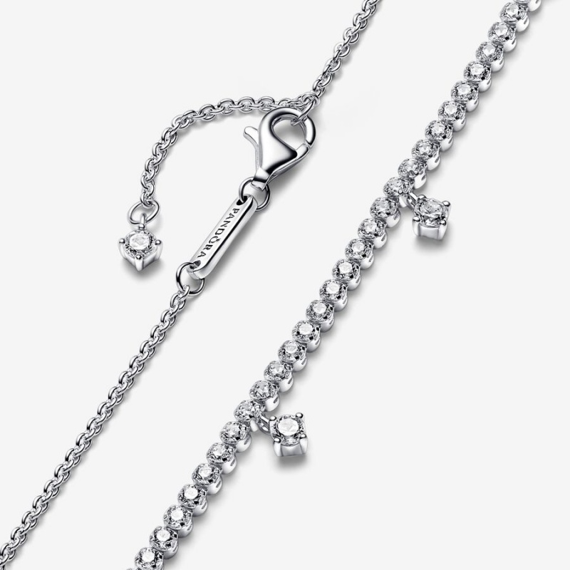 Pandora Sparkling Drop Collier Necklace Sterling Silver | 503FWQYRX