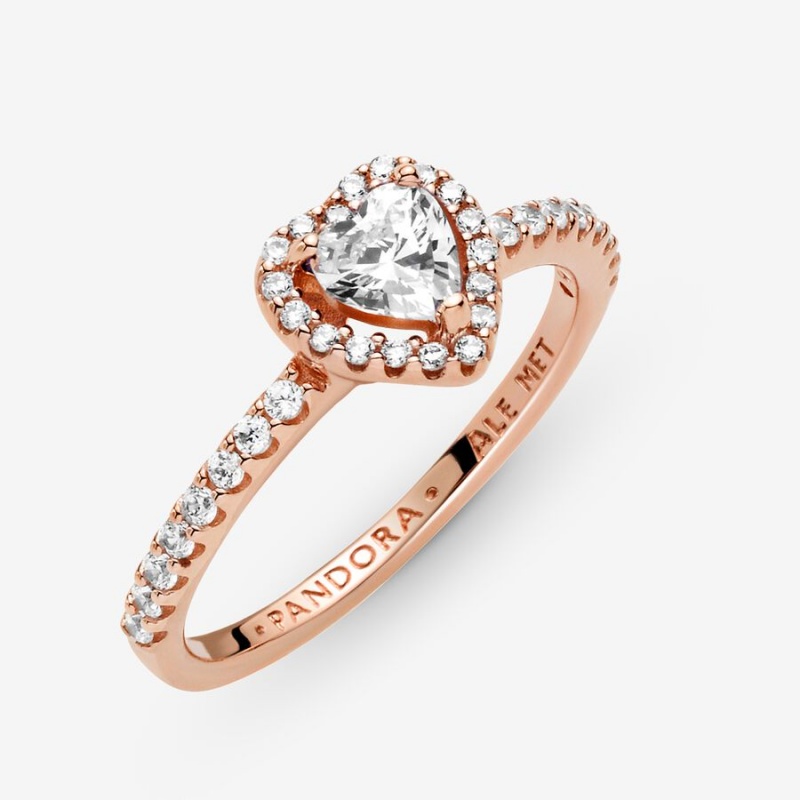 Pandora Sparkling Elevated Heart Ring Rose Gold Plated | 687RHGXWM