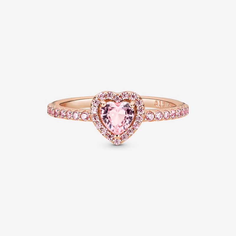 Pandora Sparkling Elevated Heart Ring Rose Gold Plated | 749SNQFLX