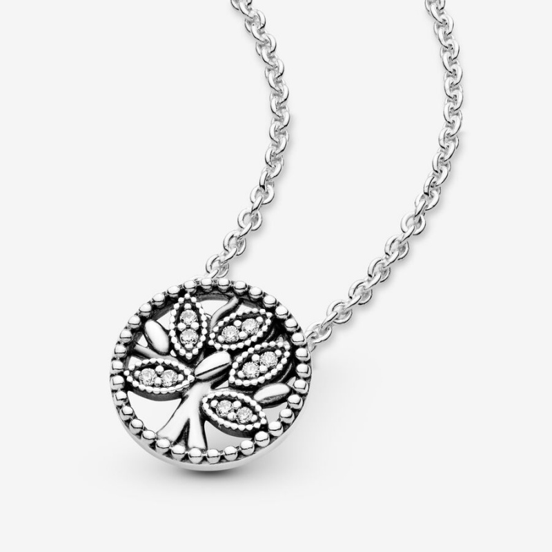 Pandora Sparkling Family Tree Necklace Family Jewelry | 309PLSMIG