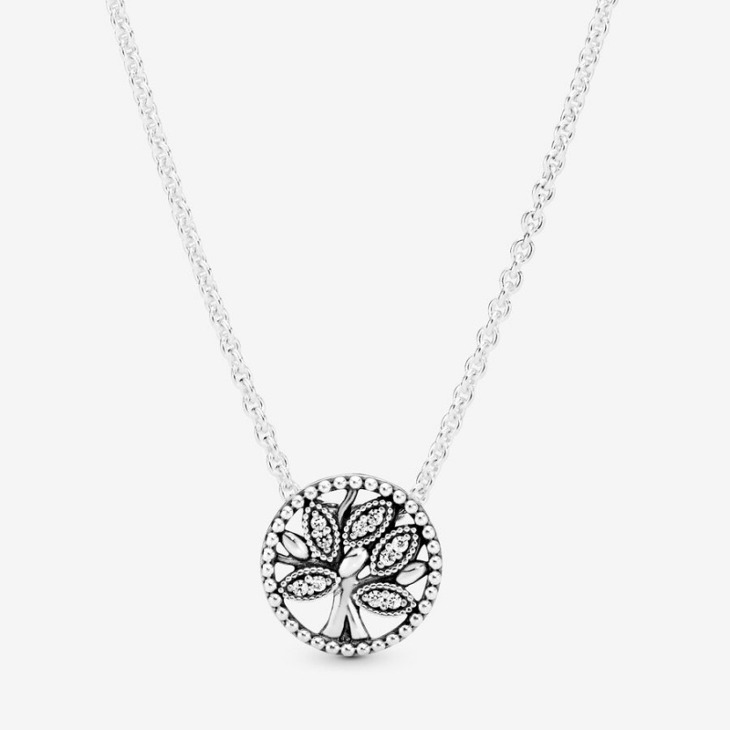 Pandora Sparkling Family Tree Necklace Family Jewelry | 309PLSMIG