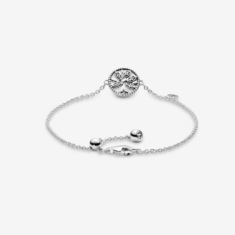 Pandora Sparkling Family Tree Slider Bracelet Sterling Silver | 517ZUREIA