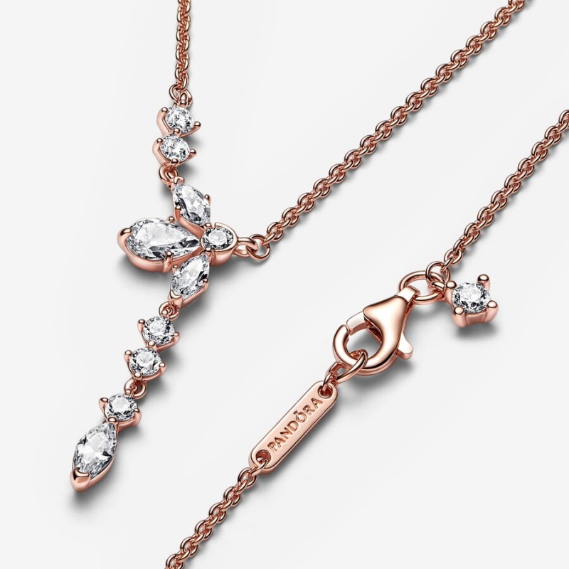 Pandora Sparkling Herbarium Cluster Drop Collier Necklace Rose Gold Plated | 763UBXGNT