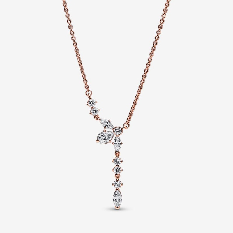 Pandora Sparkling Herbarium Cluster Drop Collier Necklace Rose Gold Plated | 763UBXGNT