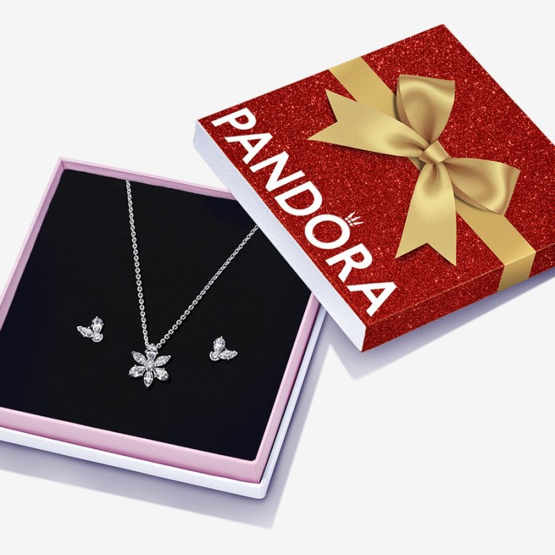 Pandora Sparkling Herbarium Cluster Jewelry Gift Set | 957HJEXLW