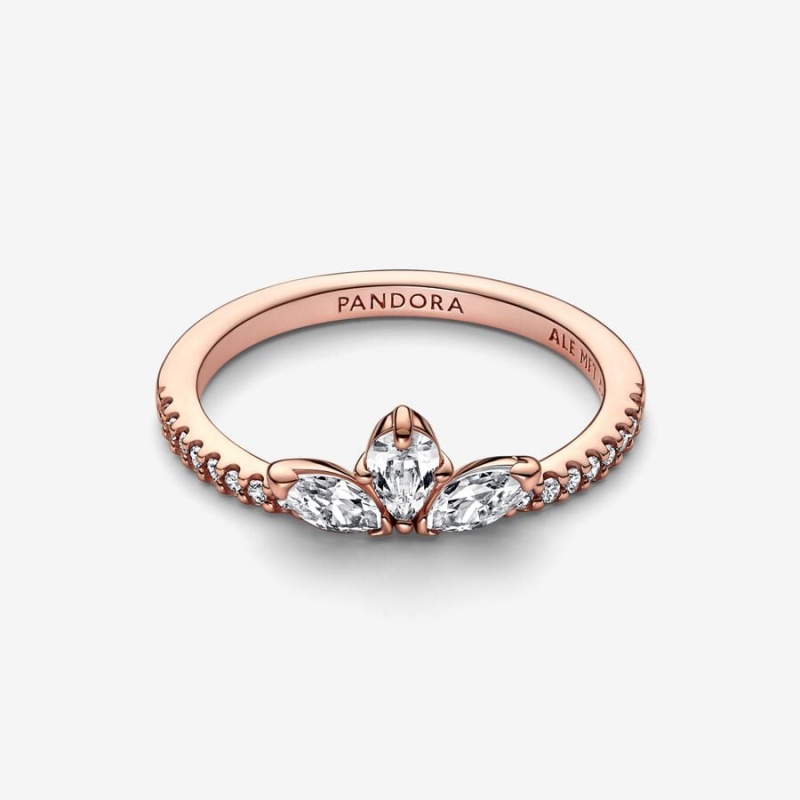 Pandora Sparkling Herbarium Cluster Ring Rose Gold Plated | 238IDTMCZ