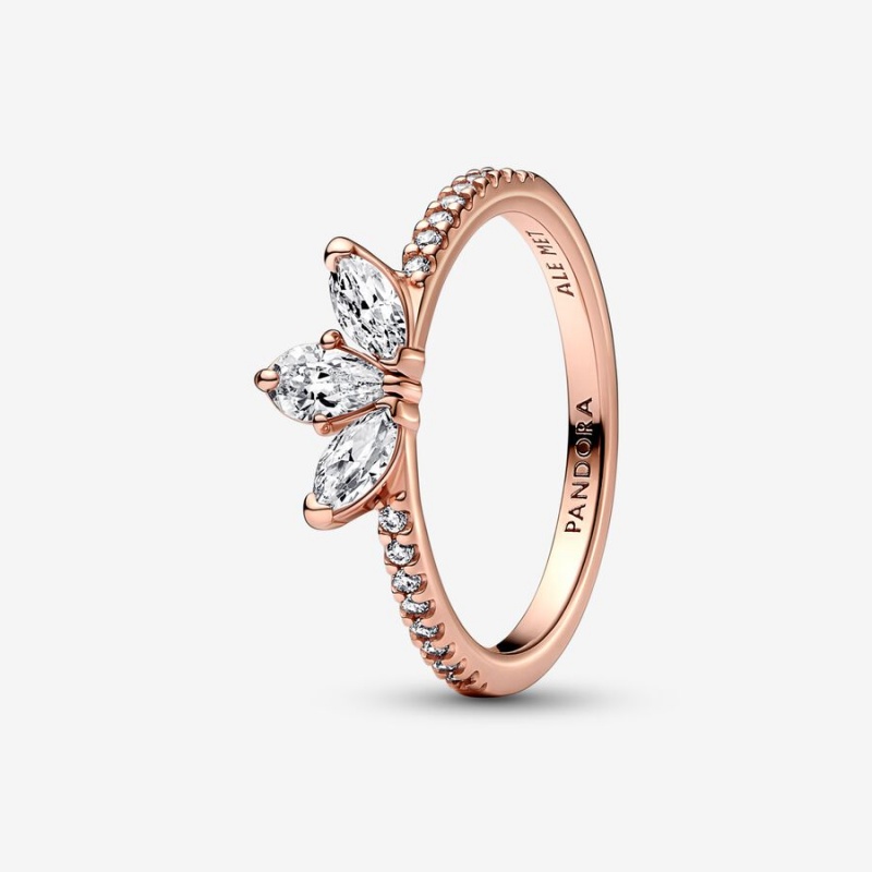 Pandora Sparkling Herbarium Cluster Ring Rose Gold Plated | 238IDTMCZ