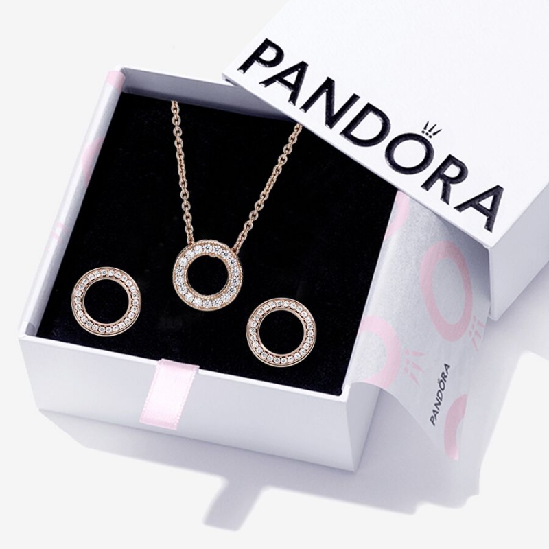 Pandora Sparkling Pave Circle Jewelry Gift Set | 649NOQLDV