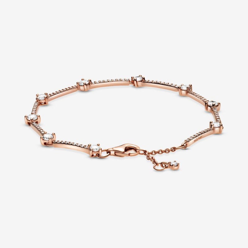 Pandora Sparkling Pavé Bars Bracelet Rose Gold Plated | 450XRFAYL