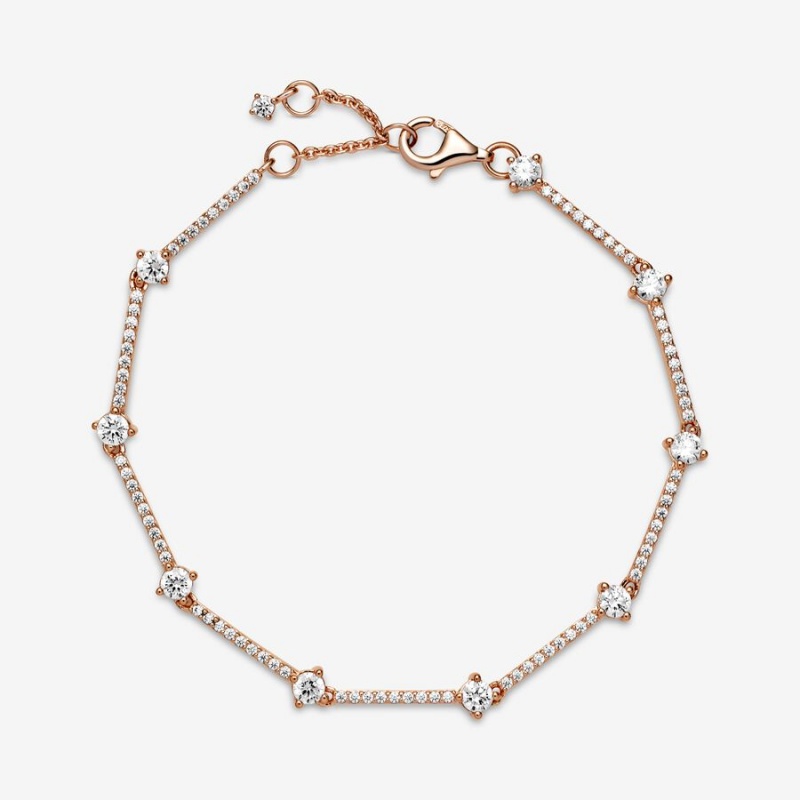 Pandora Sparkling Pavé Bars Bracelet Rose Gold Plated | 450XRFAYL