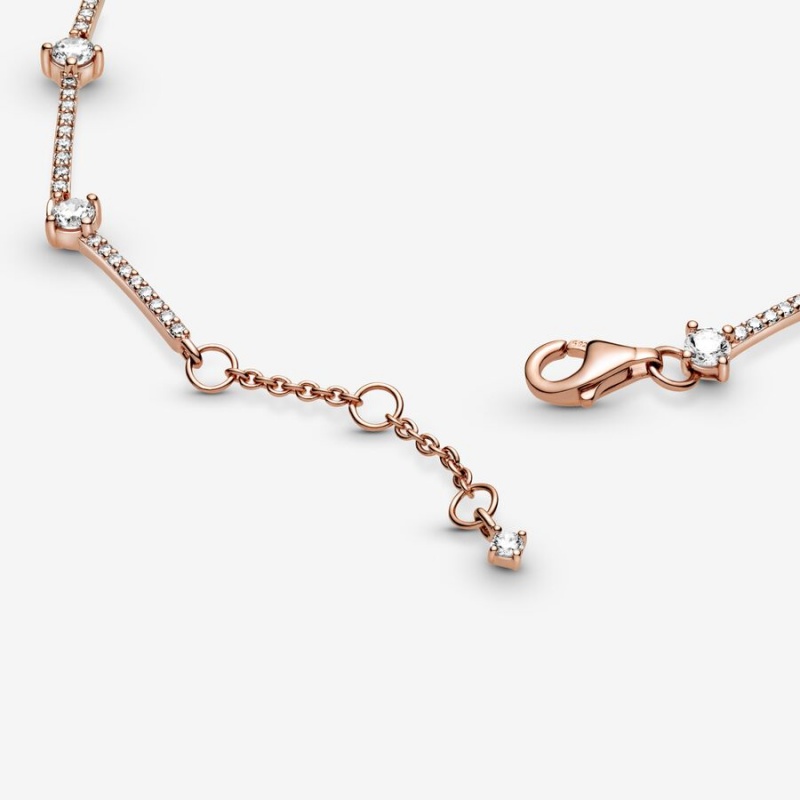 Pandora Sparkling Pavé Bars Bracelet Rose Gold Plated | 450XRFAYL