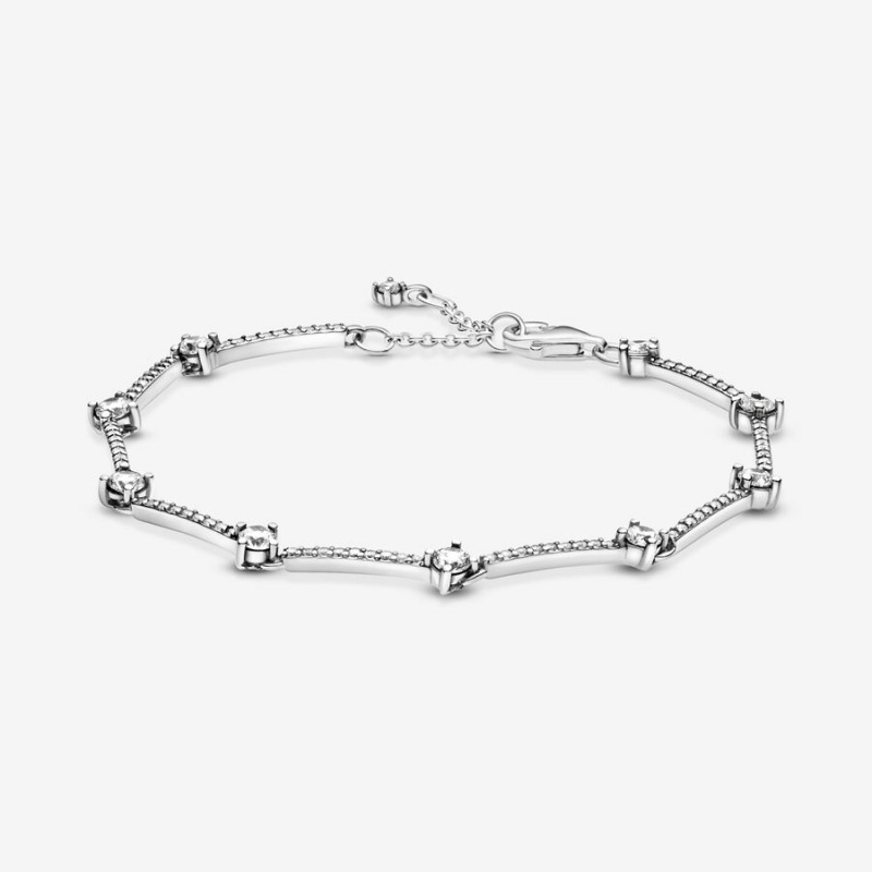 Pandora Sparkling Pavé Bars Bracelet Sterling Silver | 395WNCAZX