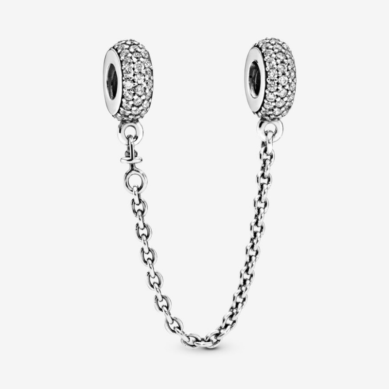 Pandora Sparkling Pavé Safety Chain Charm Sterling Silver | 165DVJZXC