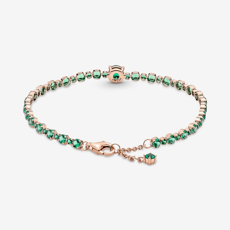 Pandora Sparkling Pavé Tennis Bracelet Rose Gold Plated | 639KFGHOQ