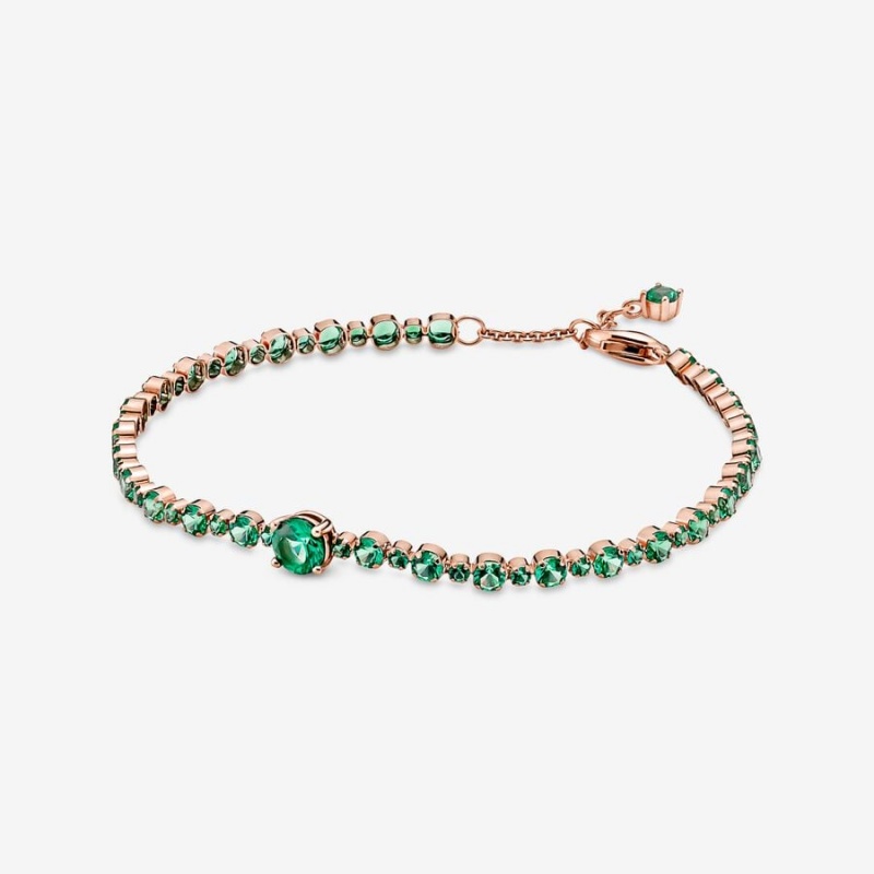 Pandora Sparkling Pavé Tennis Bracelet Rose Gold Plated | 639KFGHOQ