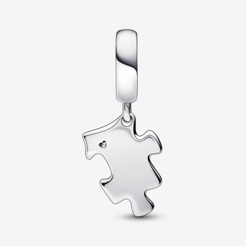 Pandora Sparkling Puzzle Piece Dangle Charm Sterling Silver | 836AWORTK