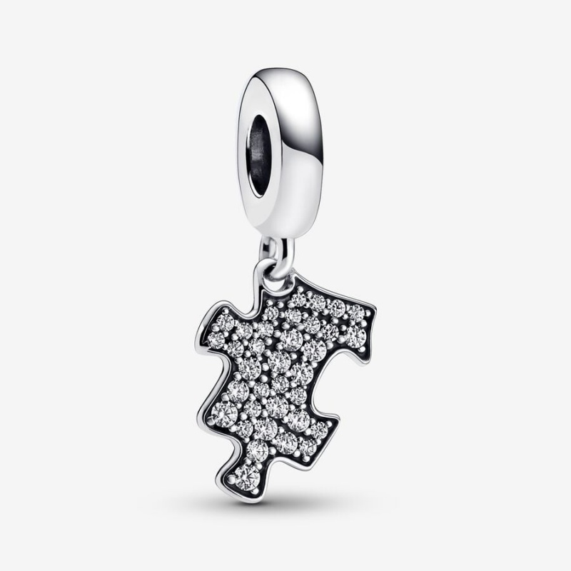 Pandora Sparkling Puzzle Piece Dangle Charm Sterling Silver | 836AWORTK