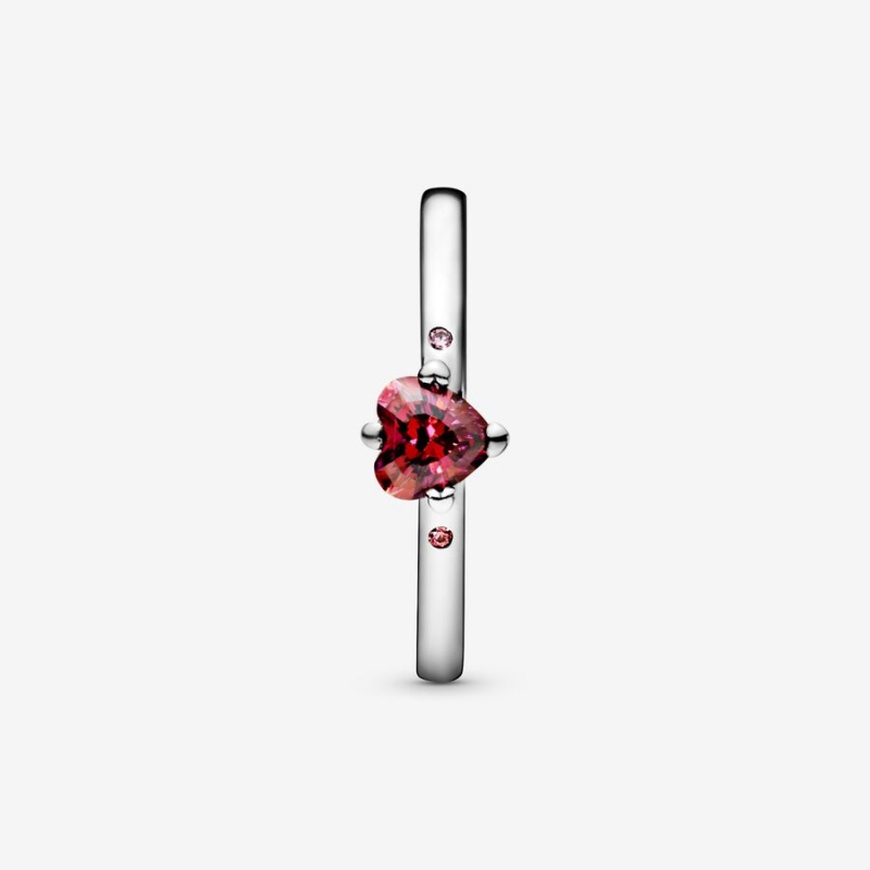 Pandora Sparkling Red Heart Ring Sterling Silver | 718NBMQIX