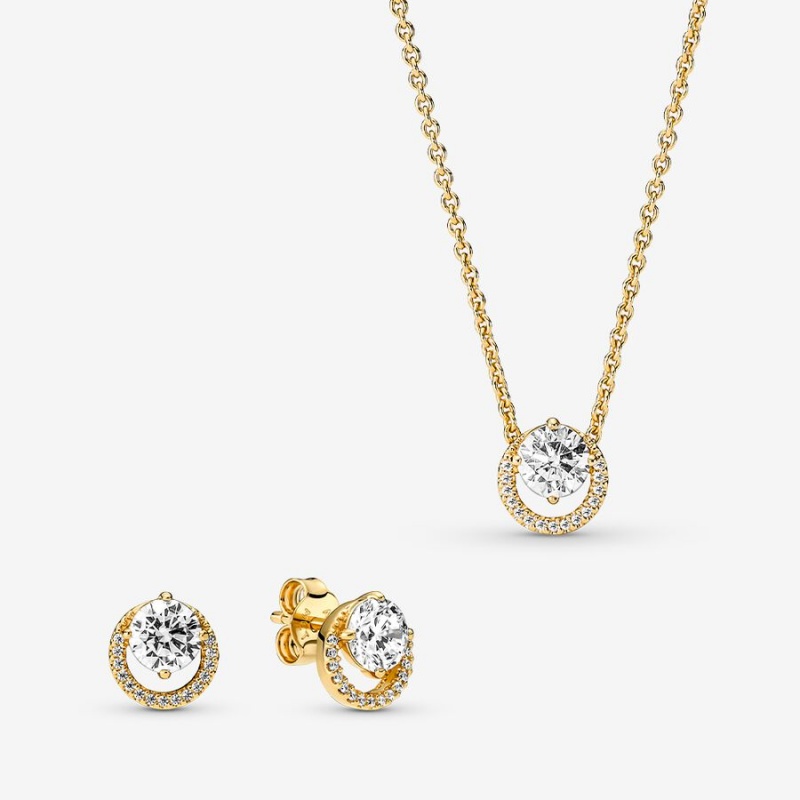 Pandora Sparkling Round Halo Jewelry Gift Set | 862VQGNOI