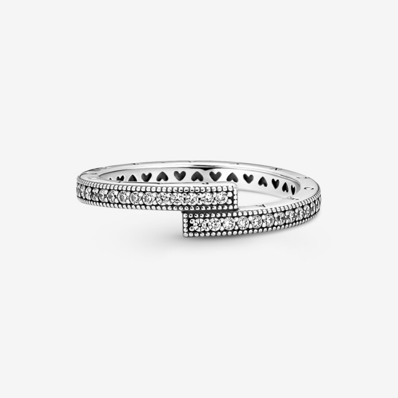 Pandora Sparkling Signature Duo Stacking Ring Set | 712EYVJTM