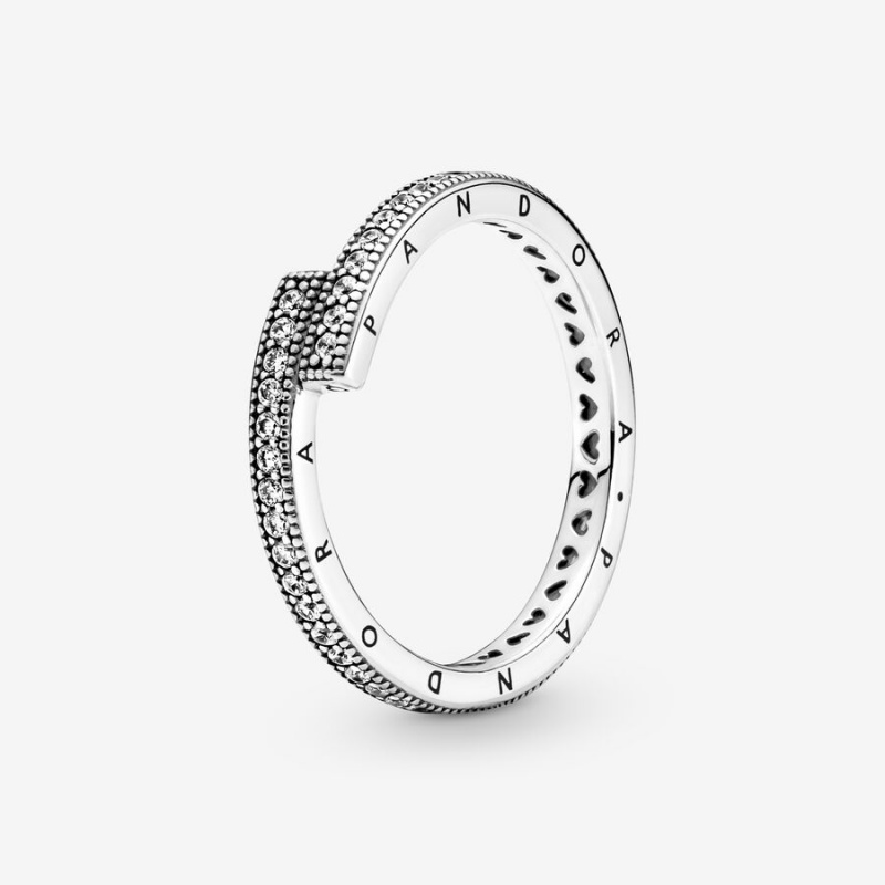 Pandora Sparkling Signature Duo Stacking Ring Set | 712EYVJTM